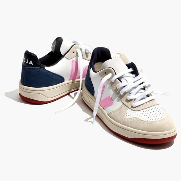 Veja Shoes - Veja x Madewell Leather V-10 Lace-Up Sneakers